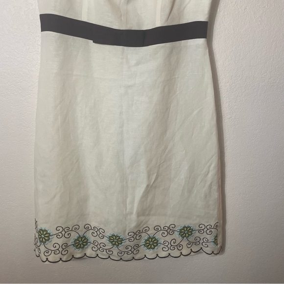 Jessica Howard Linen Blend Embroidered Dress Vintage Bow Tea Party size 8 - Picture 3 of 9